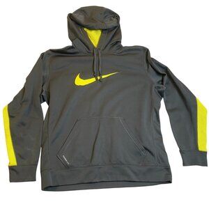 Nike Mens Hoodie Large Therma-Fit Gray & Yellow